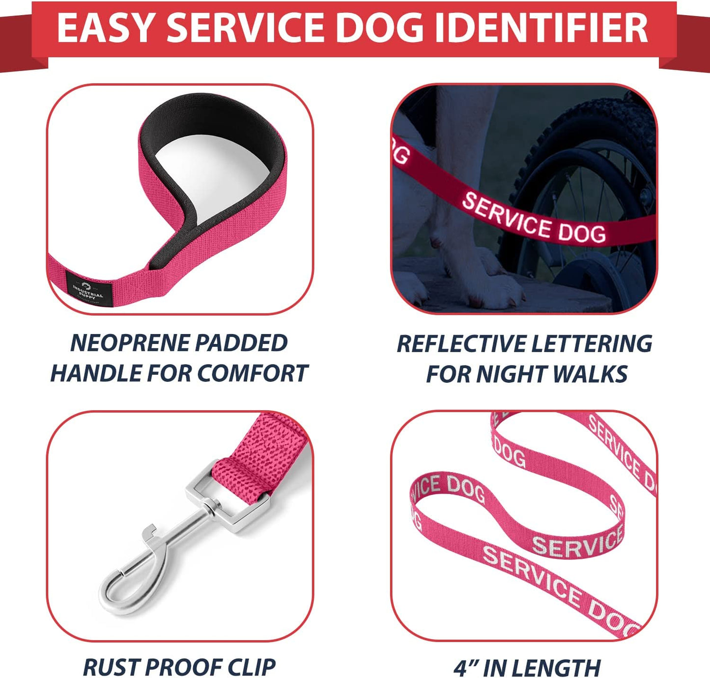 Professional Service Dog Vest and Leash Set with Adjustable Hook and Loop Straps - Available in XXS to XXL - Features Reflective Patch and Comfortable Mesh Design