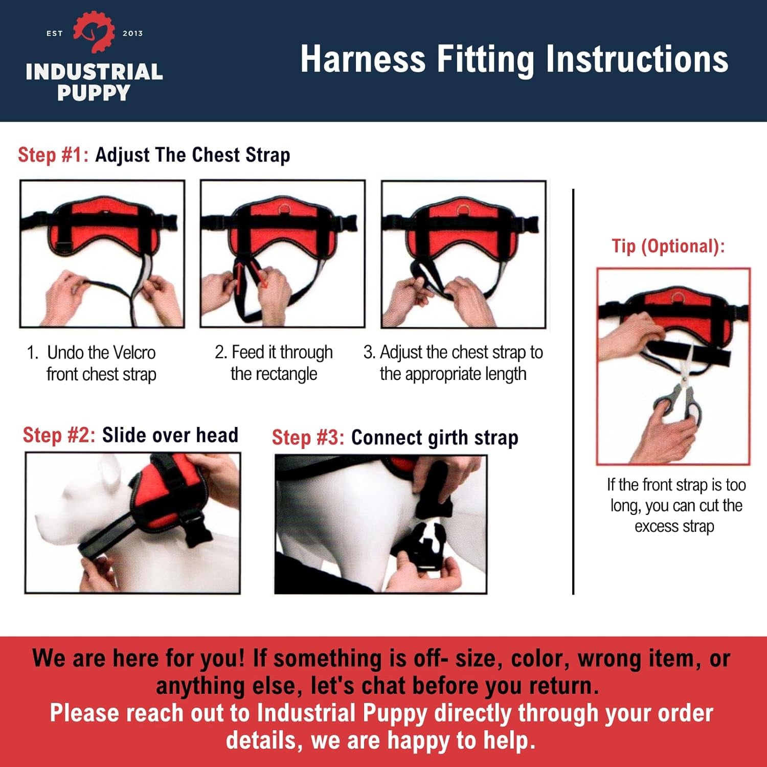 Professional Service Dog Vest and Leash Set with Adjustable Hook and Loop Straps - Available in XXS to XXL - Features Reflective Patch and Comfortable Mesh Design