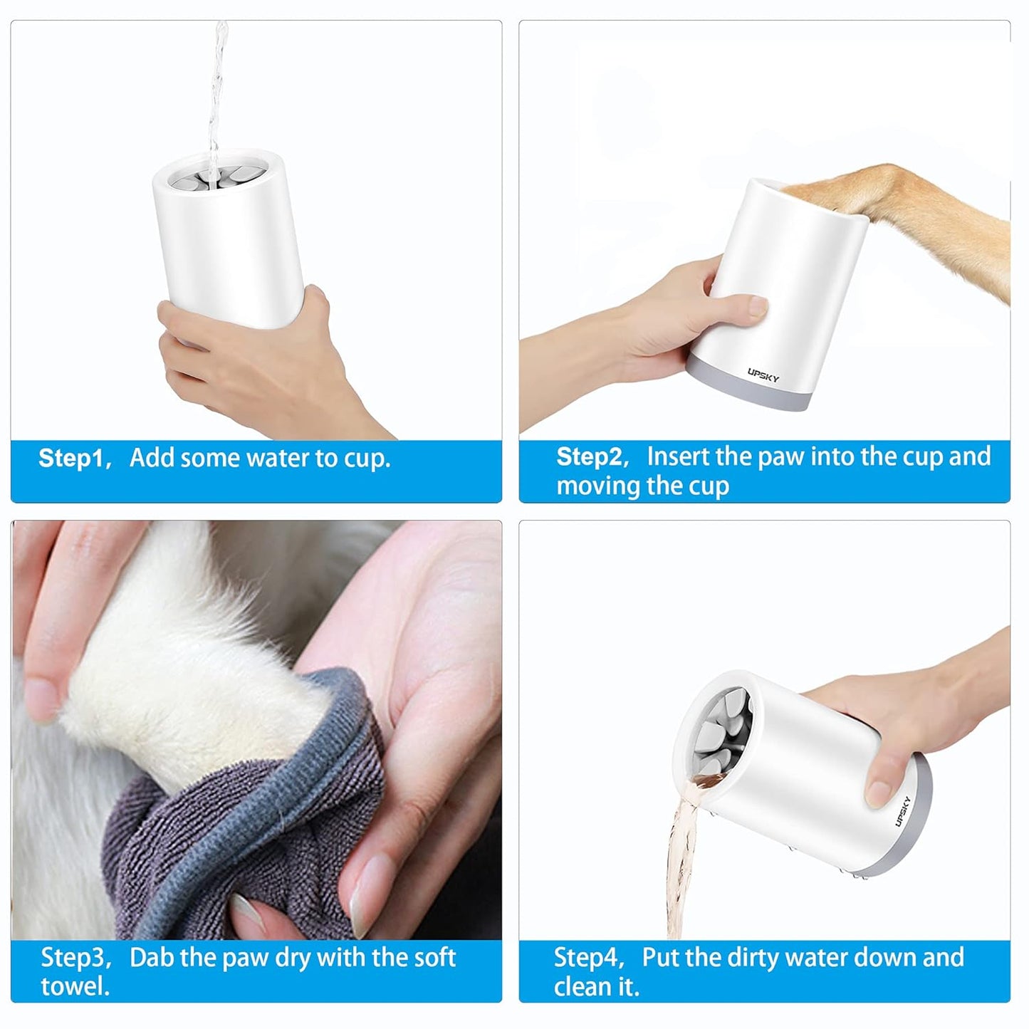 Dog Paw Cleaner and Grooming Brush - Silicone Foot Washer Cup for Medium Dogs, Prevents Water Splashing