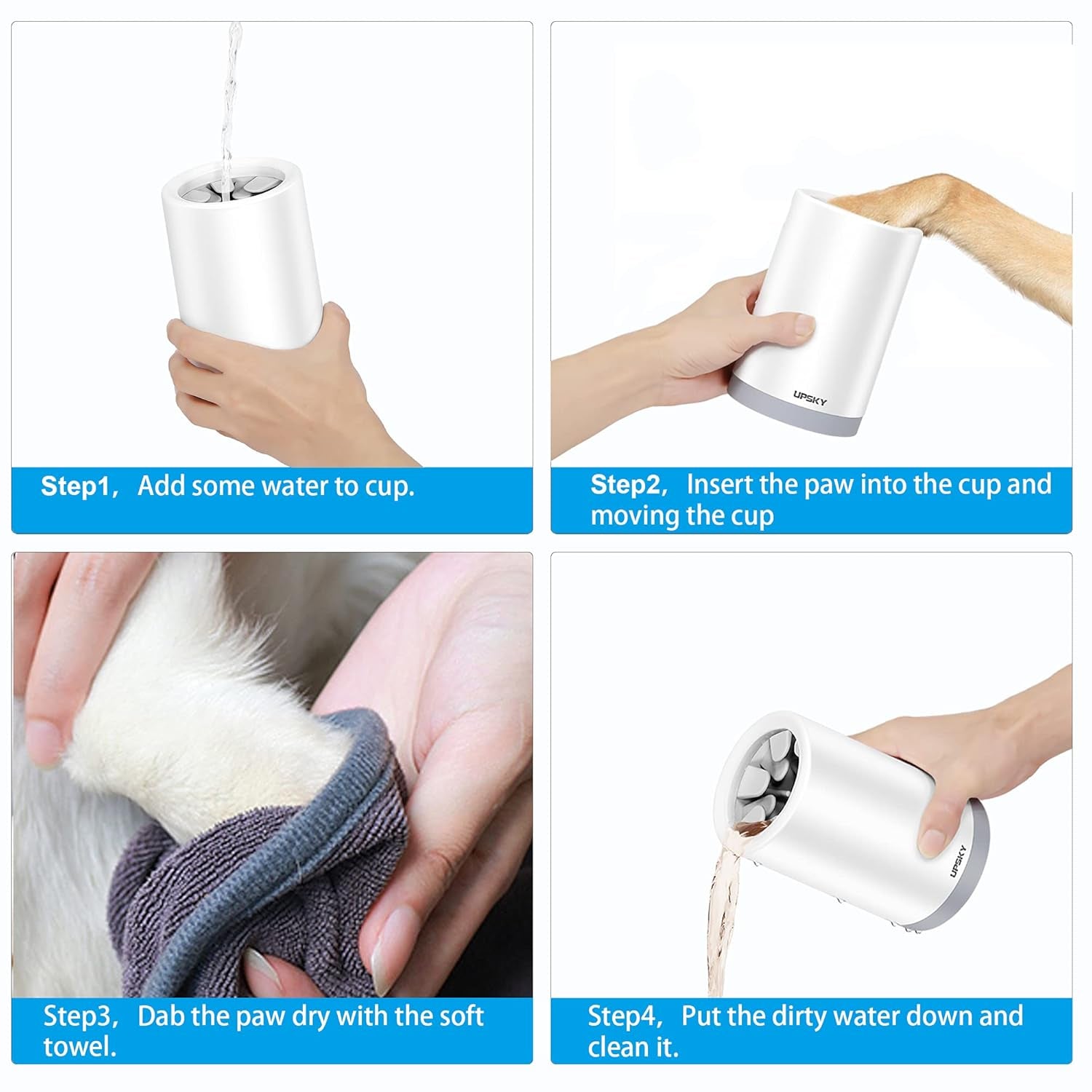 Dog Paw Cleaner and Grooming Brush - Silicone Foot Washer Cup for Medium Dogs, Prevents Water Splashing